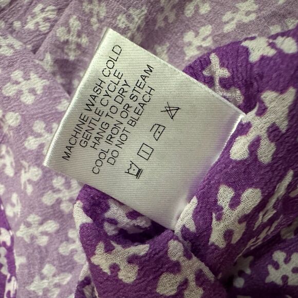 NWOT XIRENA Puff-Sleeve Nissa Babydoll Mini Dress in Purple Clover Print - Picture 14 of 15